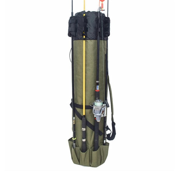 Portable Fishing Rod Pole Holder & Tackle Bag - Fishing Gear Organizer Travel Case