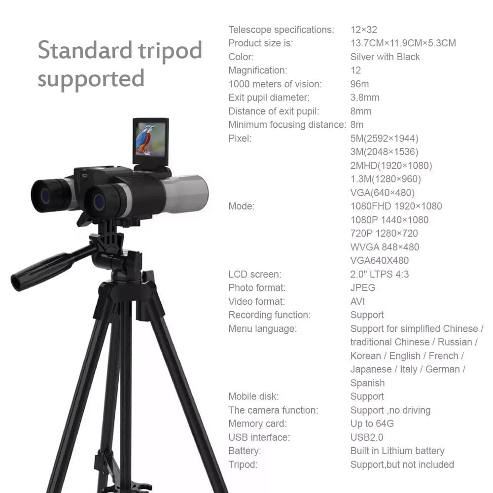 Digital Binoculars Camera - HD Video Photo Zoom Telescope