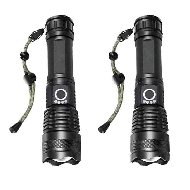 Clear Vision™ Tactical Flashlight - Bright LED Flash Light Waterproof Torch USB Rechargeable (2-Pack)