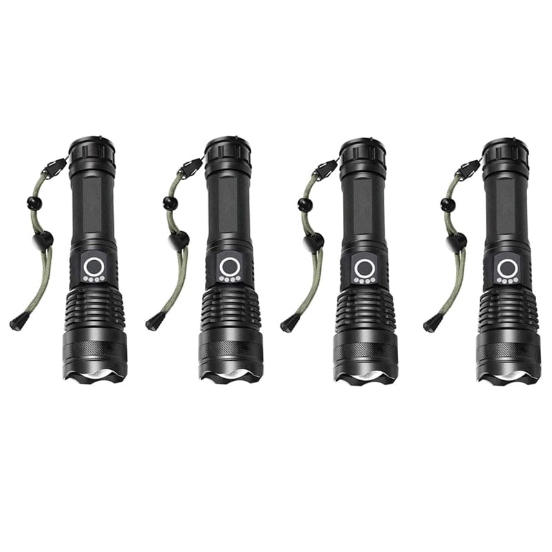 Clear Vision™ Tactical Flashlight - Bright LED Flash Light Waterproof Torch USB Rechargeable (4-Pack)