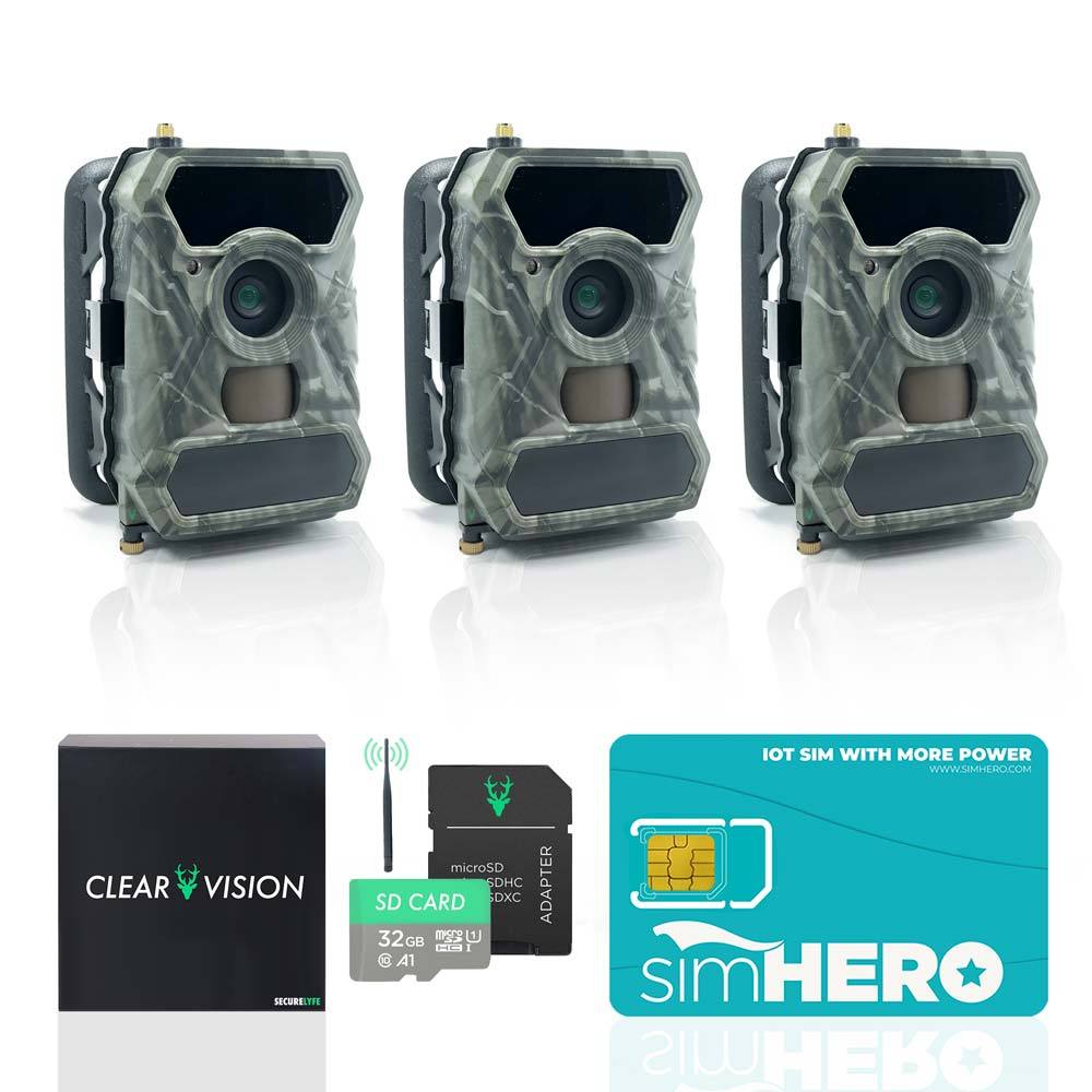Clear Vision™ Cam - Cellular Wireless Wildlife Trail Camera (Classic: 3-Pack)