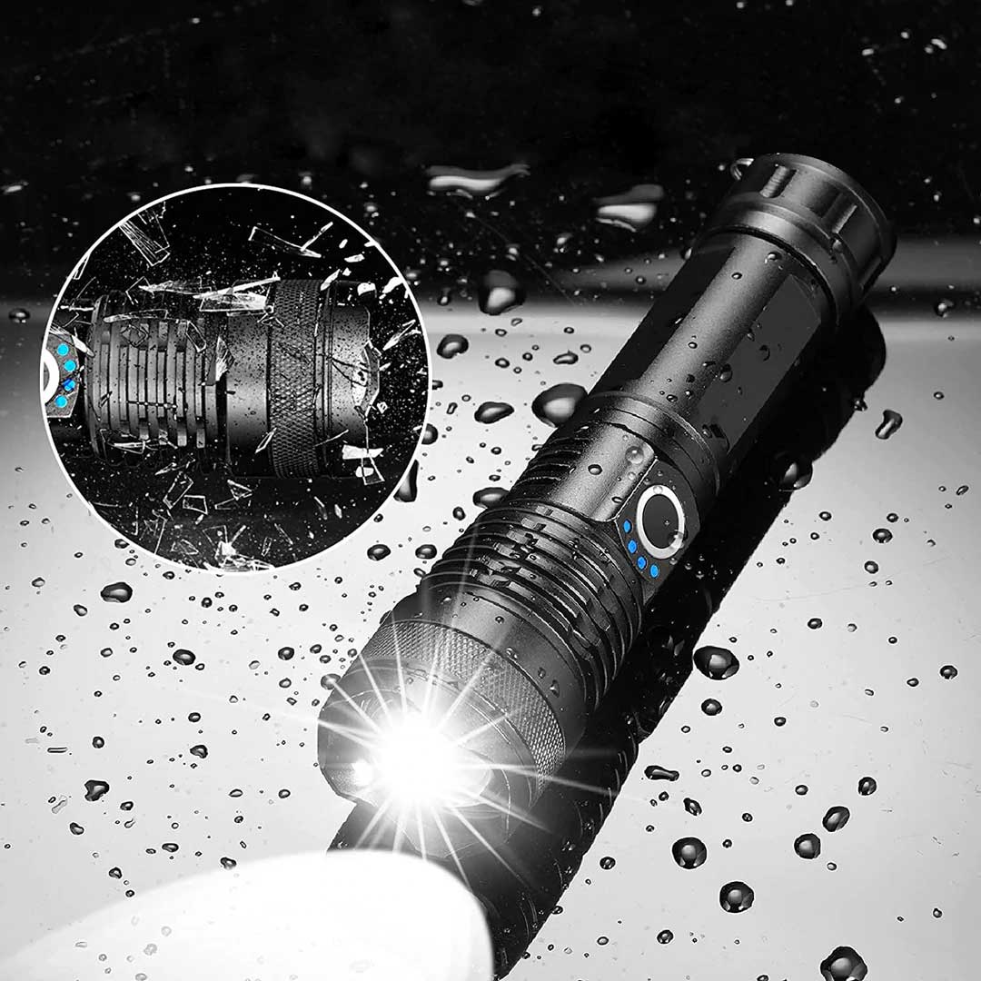 Clear Vision™ Tactical Flashlight - Bright LED Flash Light Waterproof Torch USB Rechargeable (4-Pack)