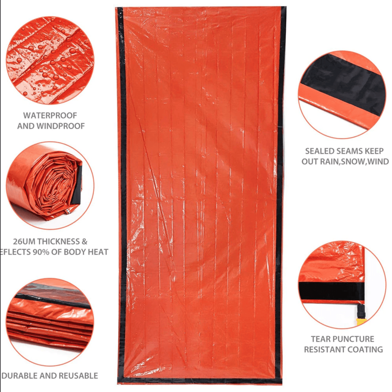 Outdoor Sleeping Bag - Thermal Sack Emergency Survival Blanket Keep Warm Waterproof Portable Survival Gear for Camping Hiking